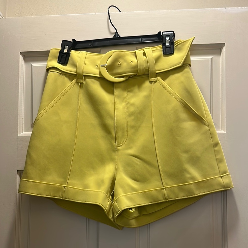Cinq a Sept Yellow Belted Women's Shorts